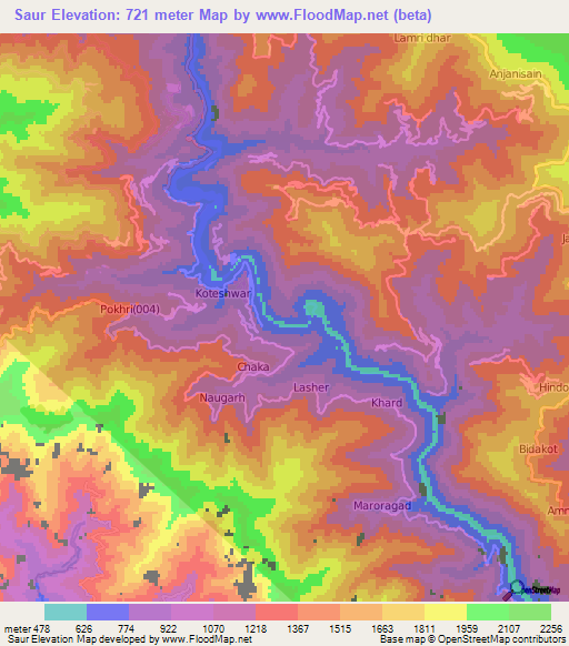 Saur,India Elevation Map