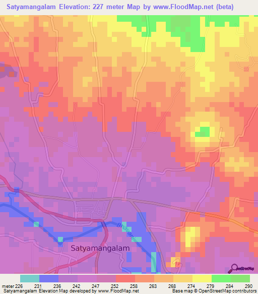 Satyamangalam,India Elevation Map