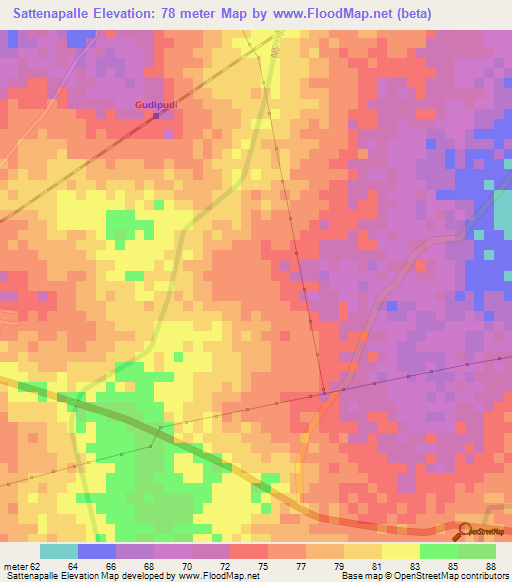 Sattenapalle,India Elevation Map
