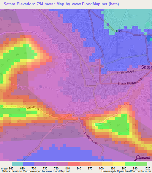 Satara,India Elevation Map