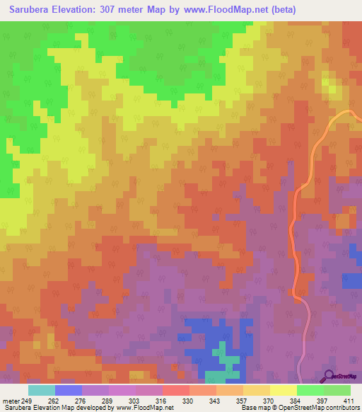 Sarubera,India Elevation Map