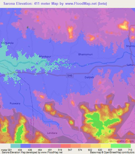Sarona,India Elevation Map