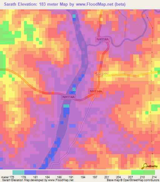 Sarath,India Elevation Map