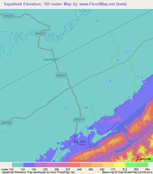 Sapekhati,India Elevation Map