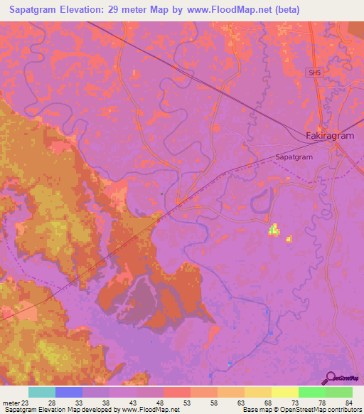 Sapatgram,India Elevation Map