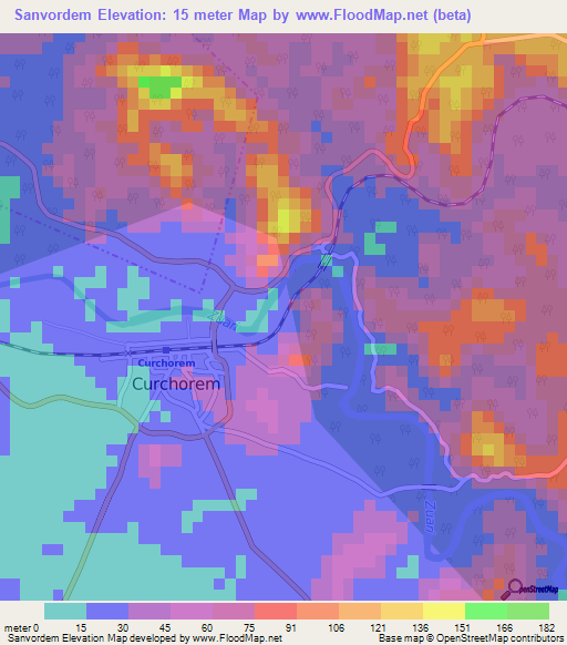 Sanvordem,India Elevation Map
