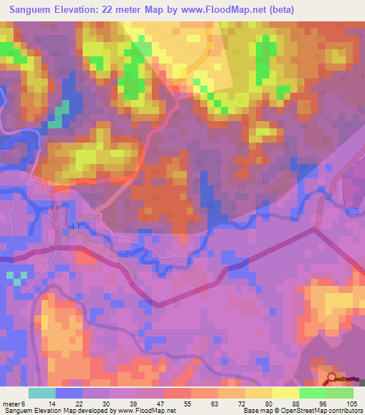 Sanguem,India Elevation Map