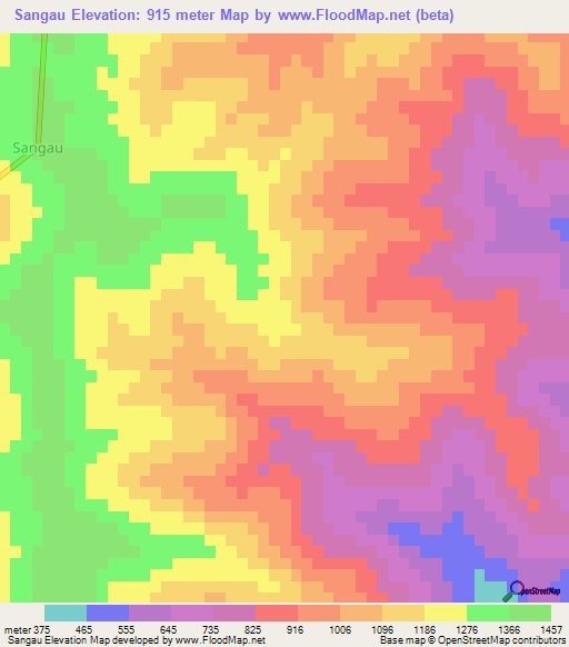 Sangau,India Elevation Map