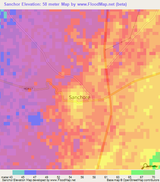 Sanchor,India Elevation Map