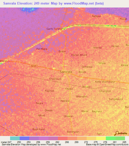 Samrala,India Elevation Map