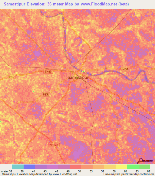 Samastipur,India Elevation Map