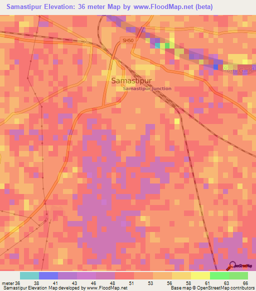 Samastipur,India Elevation Map