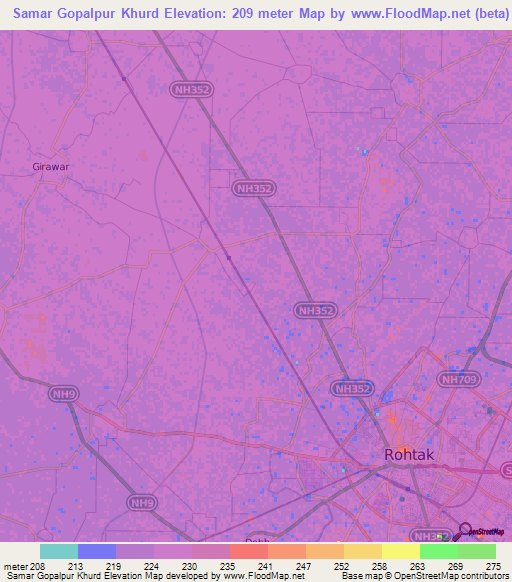 Samar Gopalpur Khurd,India Elevation Map