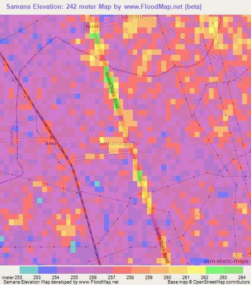 Samana,India Elevation Map