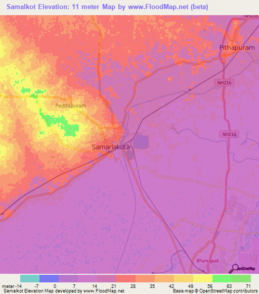 Samalkot,India Elevation Map