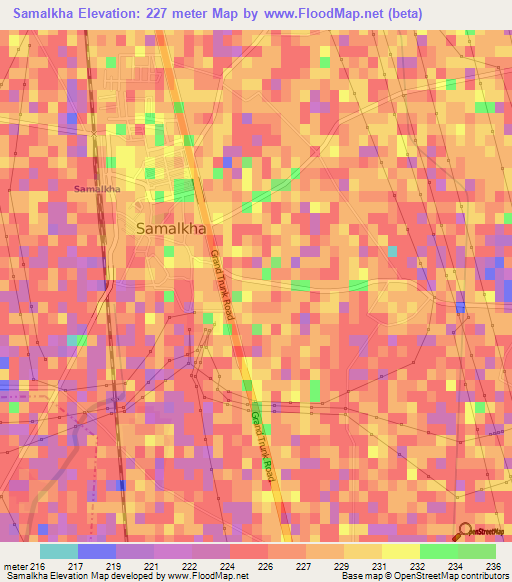 Samalkha,India Elevation Map