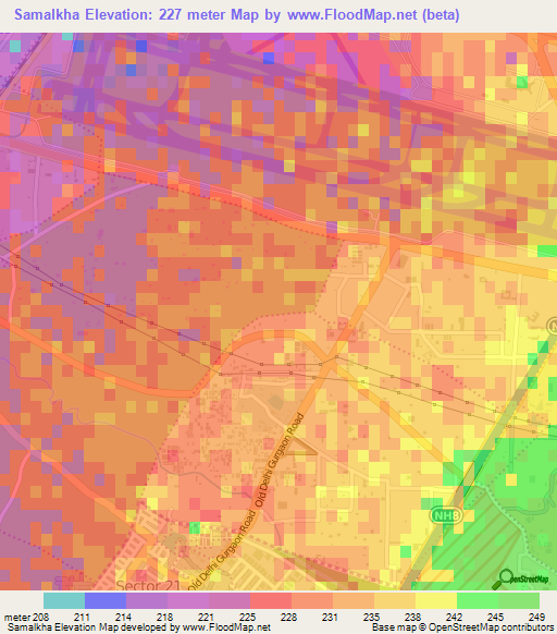 Samalkha,India Elevation Map