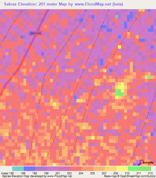 Sakras,India Elevation Map