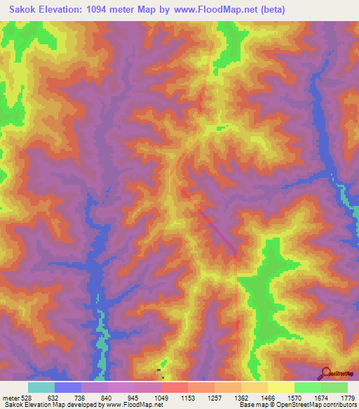 Sakok,India Elevation Map