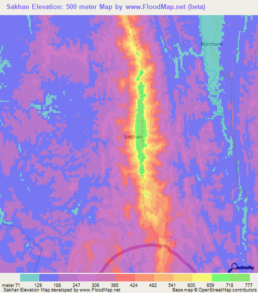 Sakhan,India Elevation Map