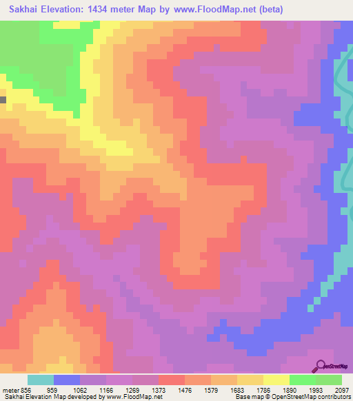 Sakhai,India Elevation Map
