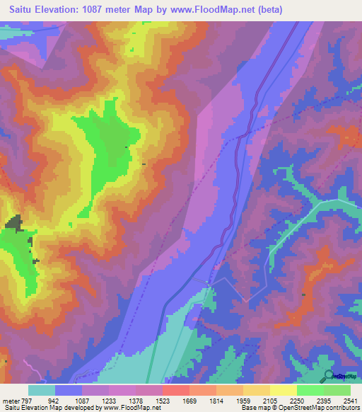 Saitu,India Elevation Map