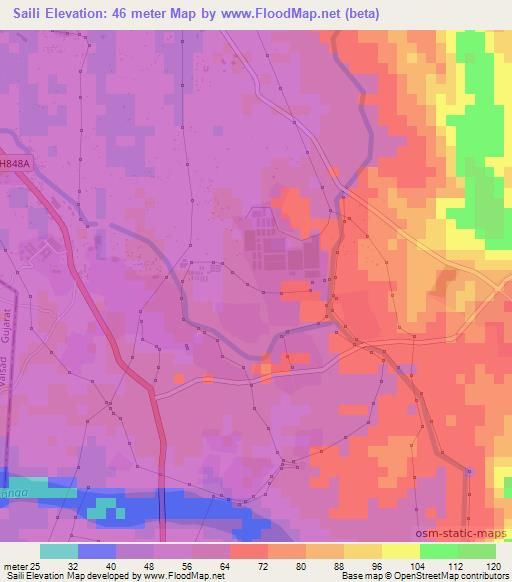 Saili,India Elevation Map