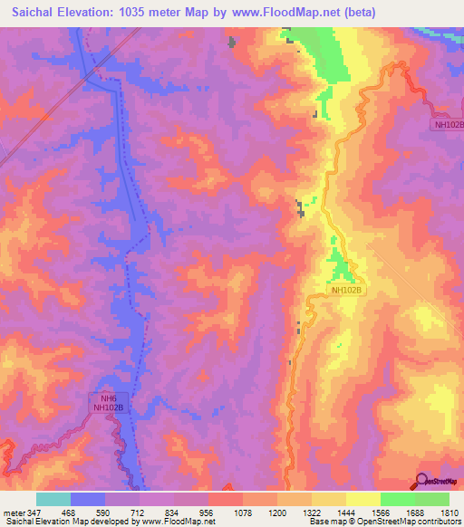 Saichal,India Elevation Map