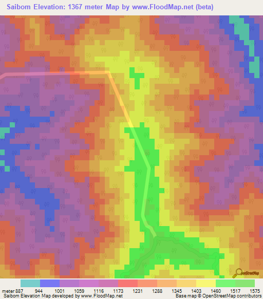 Saibom,India Elevation Map