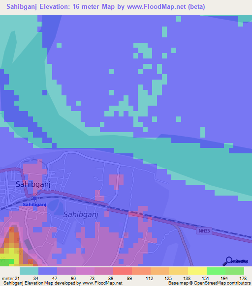 Sahibganj,India Elevation Map