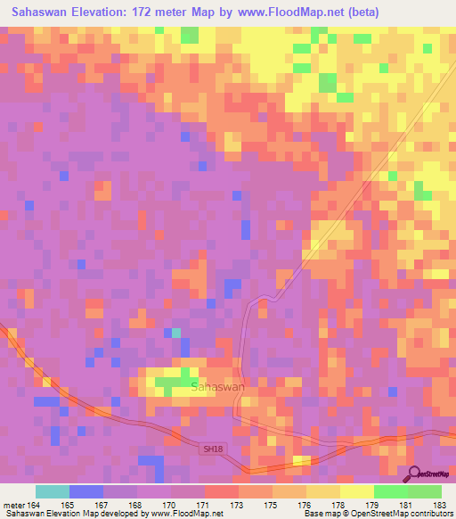 Sahaswan,India Elevation Map