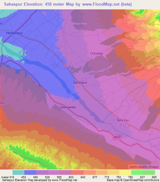 Sahaspur,India Elevation Map