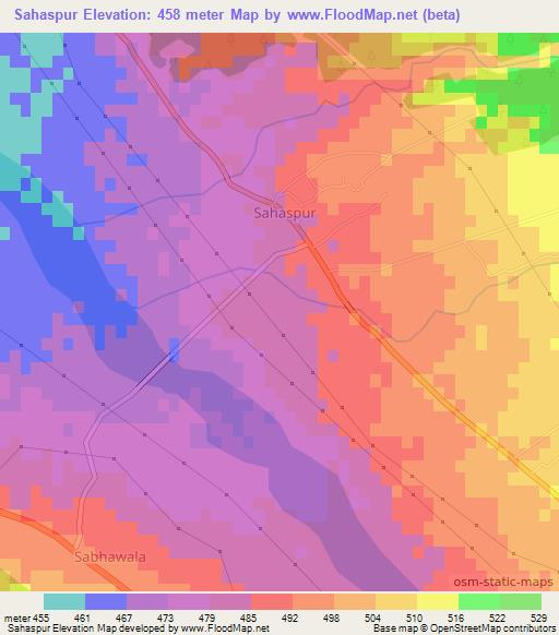 Sahaspur,India Elevation Map