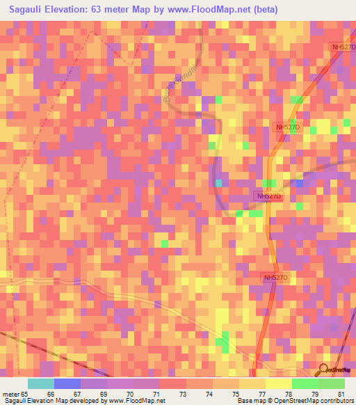 Sagauli,India Elevation Map