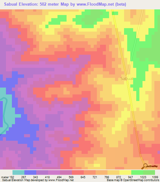 Sabual,India Elevation Map