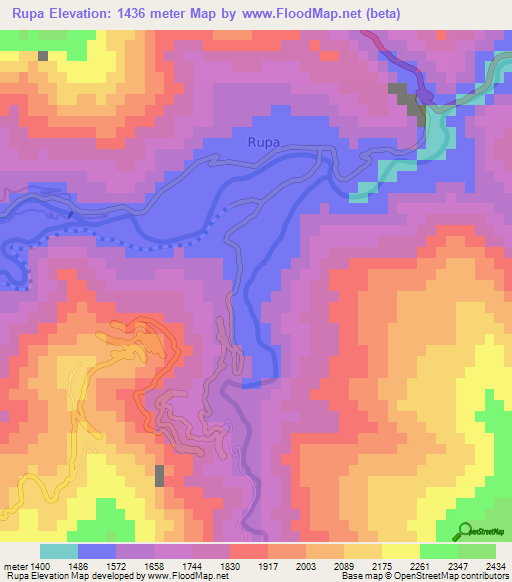 Rupa,India Elevation Map