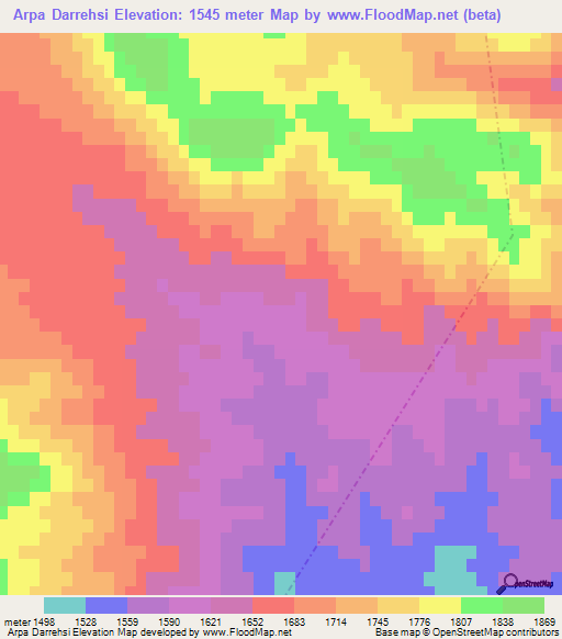Arpa Darrehsi,Iran Elevation Map
