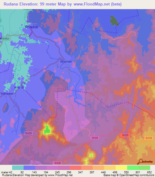 Rudana,India Elevation Map