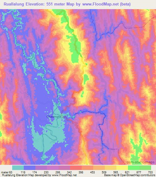 Ruallalung,India Elevation Map