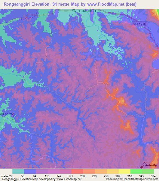 Rongsanggiri,India Elevation Map