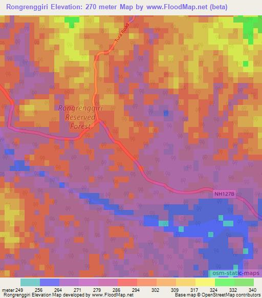 Rongrenggiri,India Elevation Map