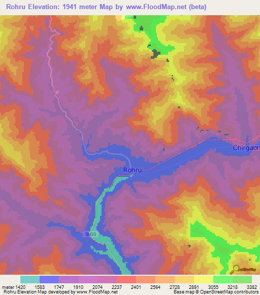 Rohru,India Elevation Map