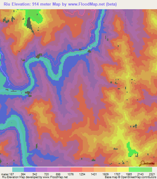 Riu,India Elevation Map