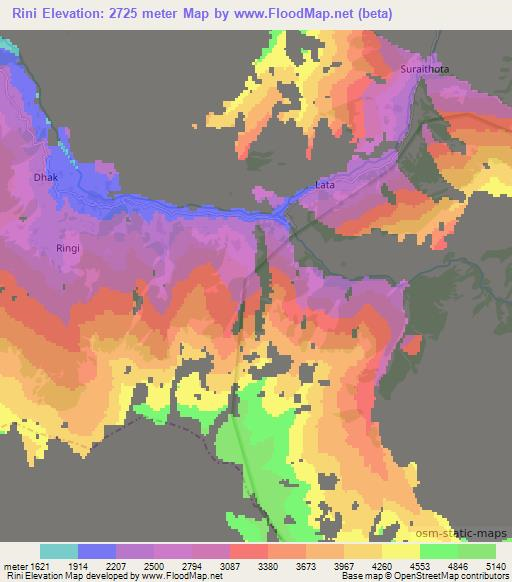 Rini,India Elevation Map