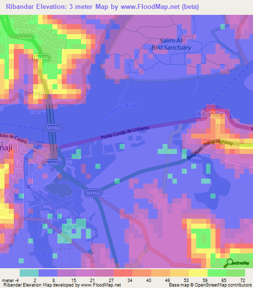 Ribandar,India Elevation Map