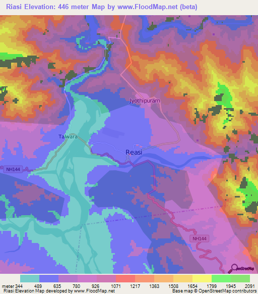 Riasi,India Elevation Map