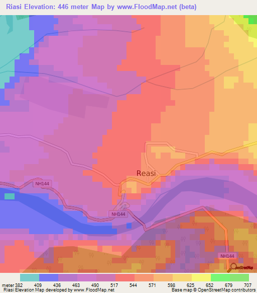 Riasi,India Elevation Map