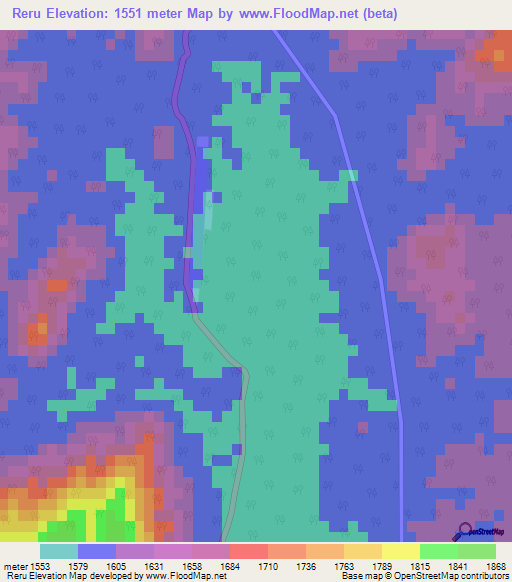Reru,India Elevation Map