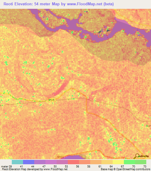 Reoti,India Elevation Map