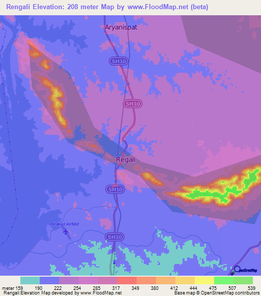 Rengali,India Elevation Map